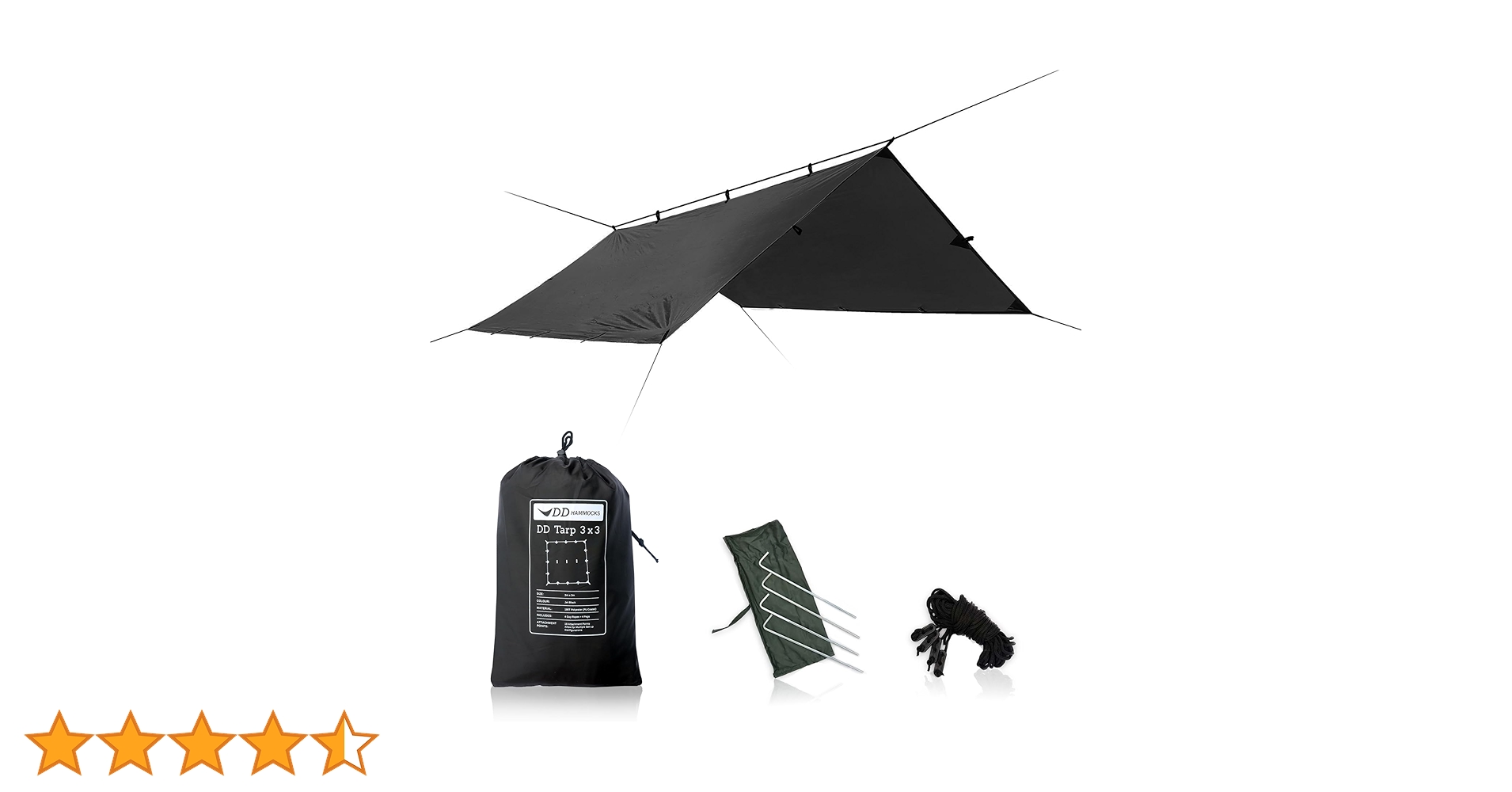 Amazon | DD Hammocks DD タープ 3×3 (ジェットブラック）日本正規品